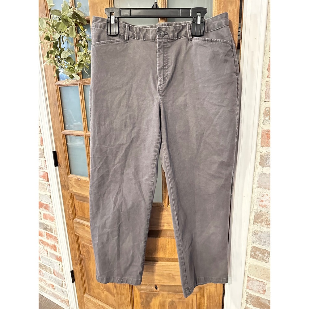 Eddie Bauer Legendwash Stretch Pants Womens Tall 12 Gray Curvy Fit Crop Chino